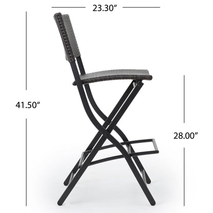 Outdoor Wicker Barstools Faux Rattan Patio Bar Stools Foldable Chair, Multibrown, Set of 2 - 1st Choice Furniture Direct