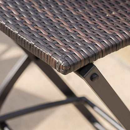 Outdoor Wicker Barstools Faux Rattan Patio Bar Stools Foldable Chair, Multibrown, Set of 2 - 1st Choice Furniture Direct