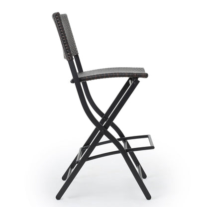 Outdoor Wicker Barstools Faux Rattan Patio Bar Stools Foldable Chair, Multibrown, Set of 2 - 1st Choice Furniture Direct