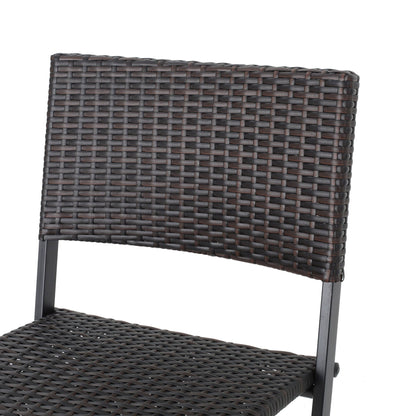 Outdoor Wicker Barstools Faux Rattan Patio Bar Stools Foldable Chair, Multibrown, Set of 2 - 1st Choice Furniture Direct