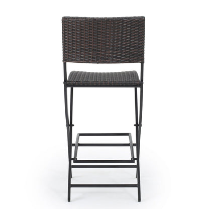 Outdoor Wicker Barstools Faux Rattan Patio Bar Stools Foldable Chair, Multibrown, Set of 2 - 1st Choice Furniture Direct