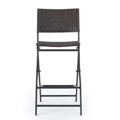 Outdoor Wicker Barstools Faux Rattan Patio Bar Stools Foldable Chair, Multibrown, Set of 2 - 1st Choice Furniture Direct