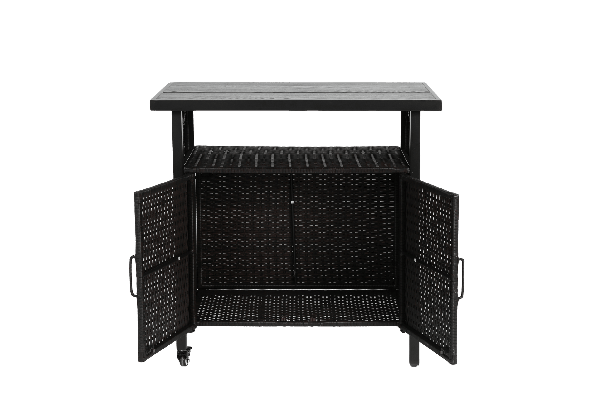 Outdoor Wicker Grill Cart with Storage & Wheels - 1st Choice Furniture Direct
