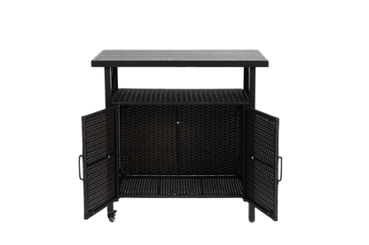 Outdoor Wicker Grill Cart with Storage & Wheels - 1st Choice Furniture Direct