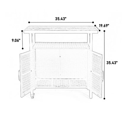 Outdoor Wicker Grill Cart with Storage & Wheels - 1st Choice Furniture Direct