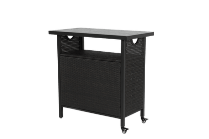 Outdoor Wicker Grill Cart with Storage & Wheels - 1st Choice Furniture Direct