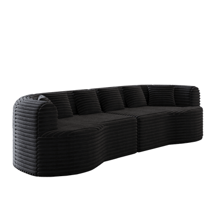 Oversized Black Corduroy Cloud Sofa | 4 Seat Modular Sectional - 1st Choice Furniture Direct
