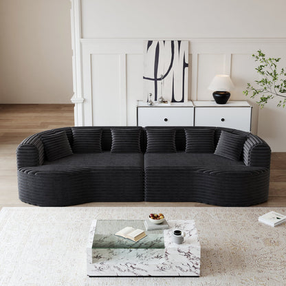 Oversized Black Corduroy Cloud Sofa | 4 Seat Modular Sectional - 1st Choice Furniture Direct