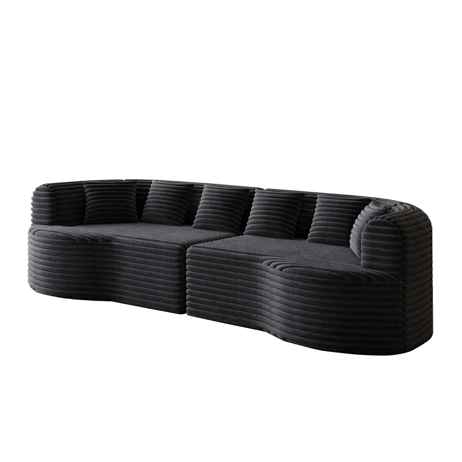 Oversized Black Corduroy Cloud Sofa | 4 Seat Modular Sectional - 1st Choice Furniture Direct