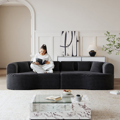 Oversized Black Corduroy Cloud Sofa | 4 Seat Modular Sectional - 1st Choice Furniture Direct