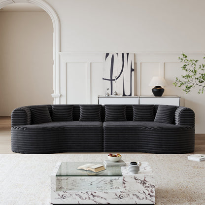 Oversized Black Corduroy Cloud Sofa | 4 Seat Modular Sectional - 1st Choice Furniture Direct