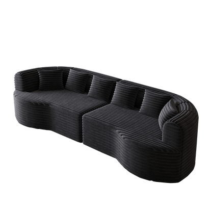 Oversized Black Corduroy Cloud Sofa | 4 Seat Modular Sectional - 1st Choice Furniture Direct