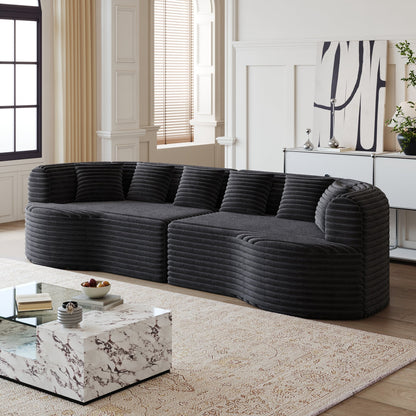 Oversized Black Corduroy Cloud Sofa | 4 Seat Modular Sectional - 1st Choice Furniture Direct