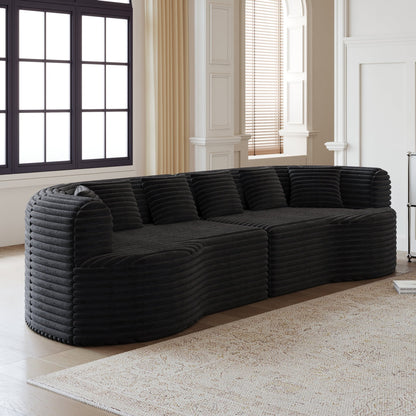 Oversized Black Corduroy Cloud Sofa | 4 Seat Modular Sectional - 1st Choice Furniture Direct