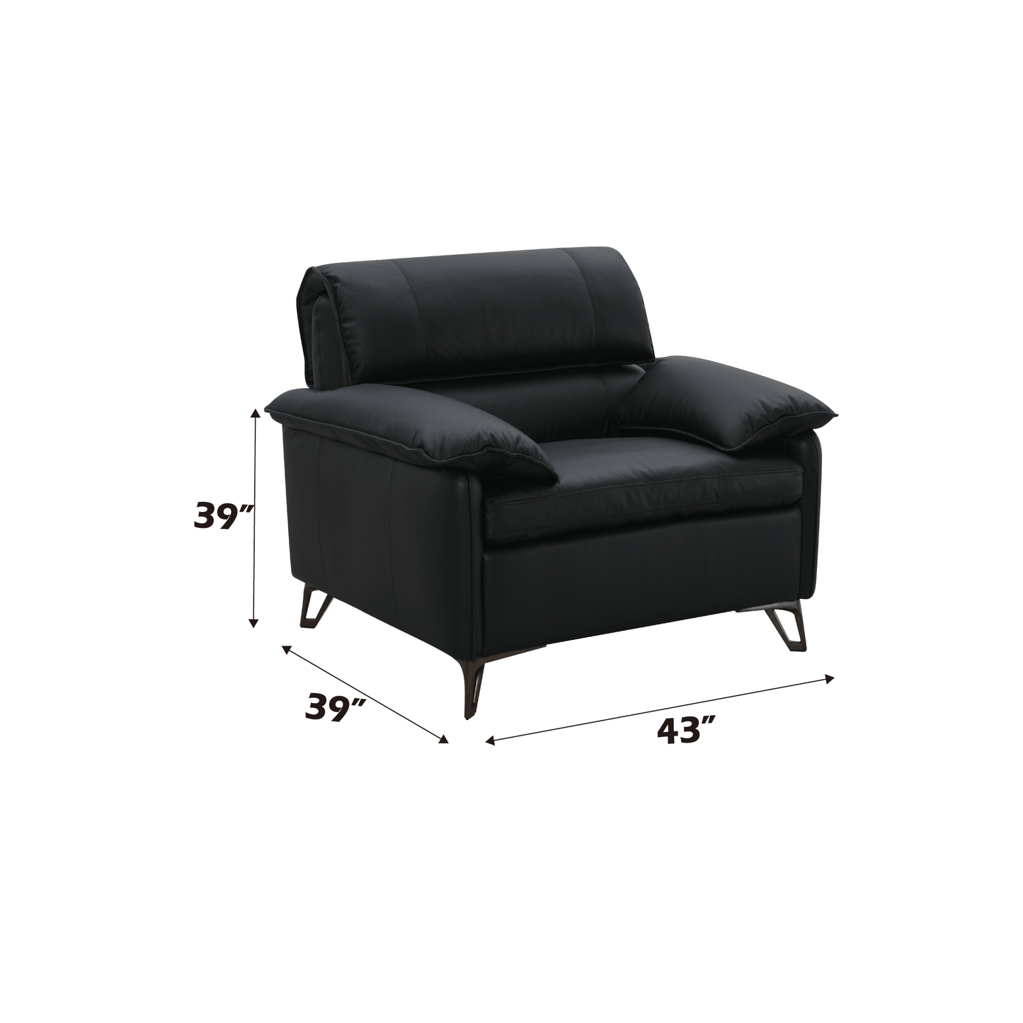 Oversized Black Top Grain Leather Accent Chair - 1st Choice Furniture Direct