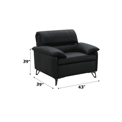 Oversized Black Top Grain Leather Accent Chair - 1st Choice Furniture Direct