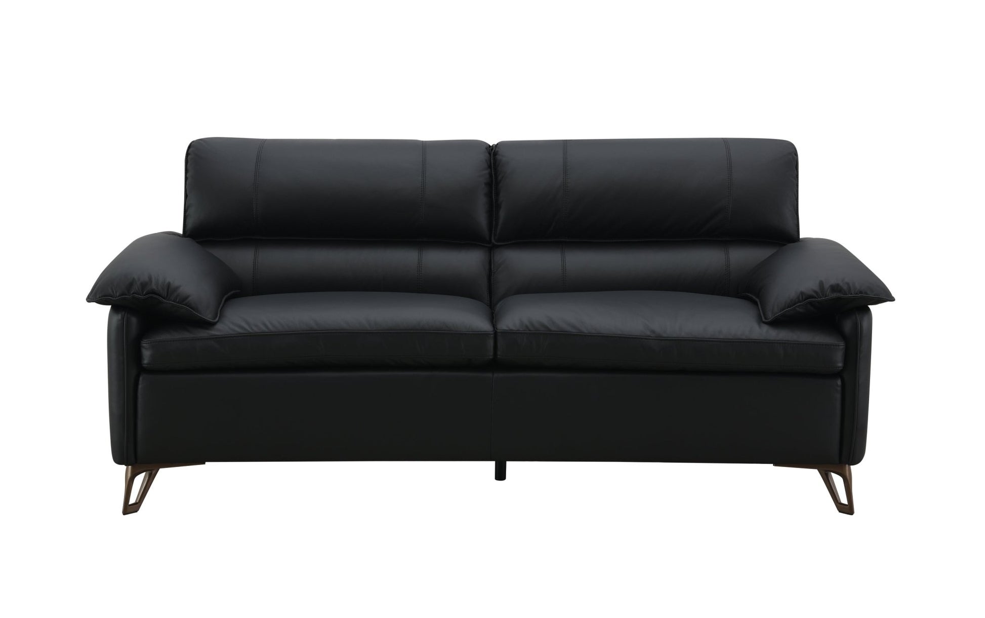 Oversized Black Top Grain Leather Loveseat with Feather Down Cushions - 1st Choice Furniture Direct