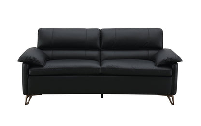 Oversized Black Top Grain Leather Loveseat with Feather Down Cushions - 1st Choice Furniture Direct