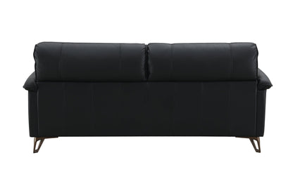 Oversized Black Top Grain Leather Loveseat with Feather Down Cushions - 1st Choice Furniture Direct