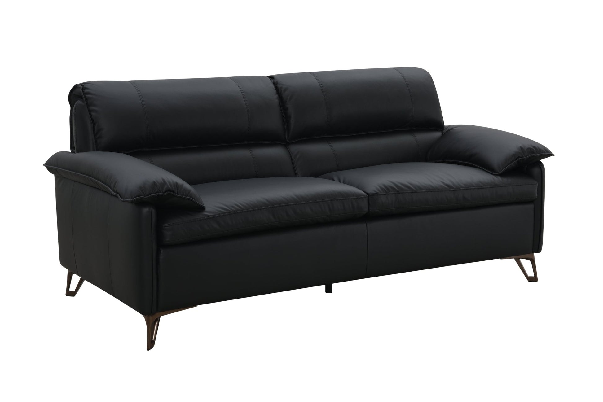 Oversized Black Top Grain Leather Loveseat with Feather Down Cushions - 1st Choice Furniture Direct