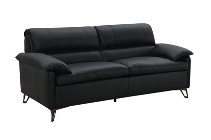 Oversized Black Top Grain Leather Loveseat with Feather Down Cushions - 1st Choice Furniture Direct