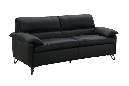 Oversized Black Top Grain Leather Loveseat with Feather Down Cushions - 1st Choice Furniture Direct