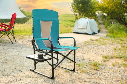 Oversized Blue Folding Camping Director Chair with Side Table - 1st Choice Furniture Direct