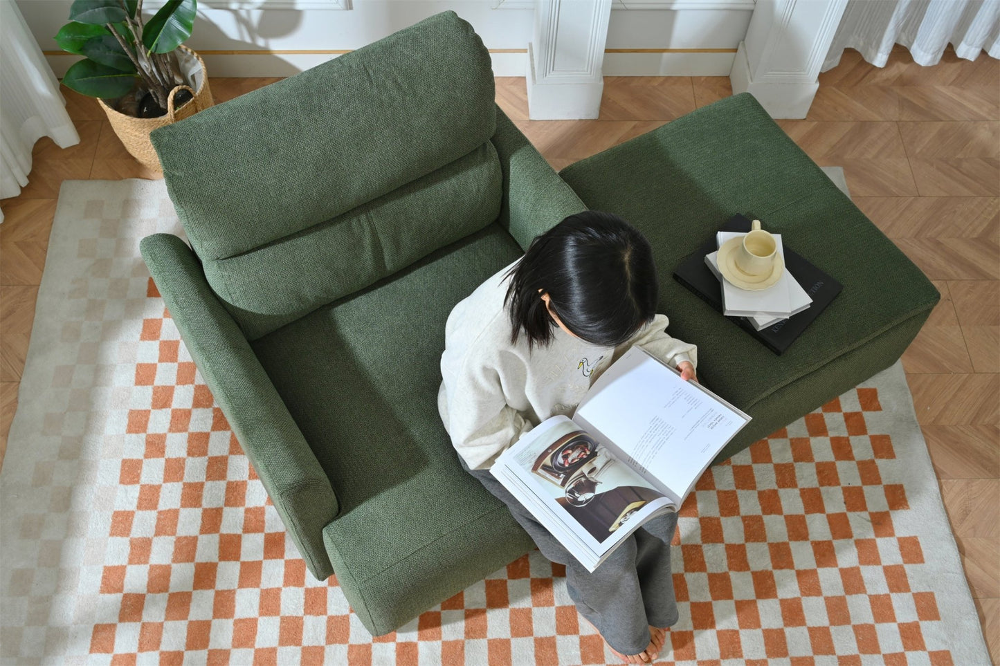 Oversized Chair w/Storage Ottoman, Wide Accent Armchair Chair for Living Room, Modern Lounge Chair, Upholstered Mid - Century Reading Chair, Comfy Living Room Chair, Deep Seat Sofa Couch(Dark Green) - 1st Choice Furniture Direct
