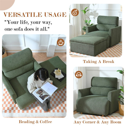 Oversized Chair w/Storage Ottoman, Wide Accent Armchair Chair for Living Room, Modern Lounge Chair, Upholstered Mid - Century Reading Chair, Comfy Living Room Chair, Deep Seat Sofa Couch(Dark Green) - 1st Choice Furniture Direct