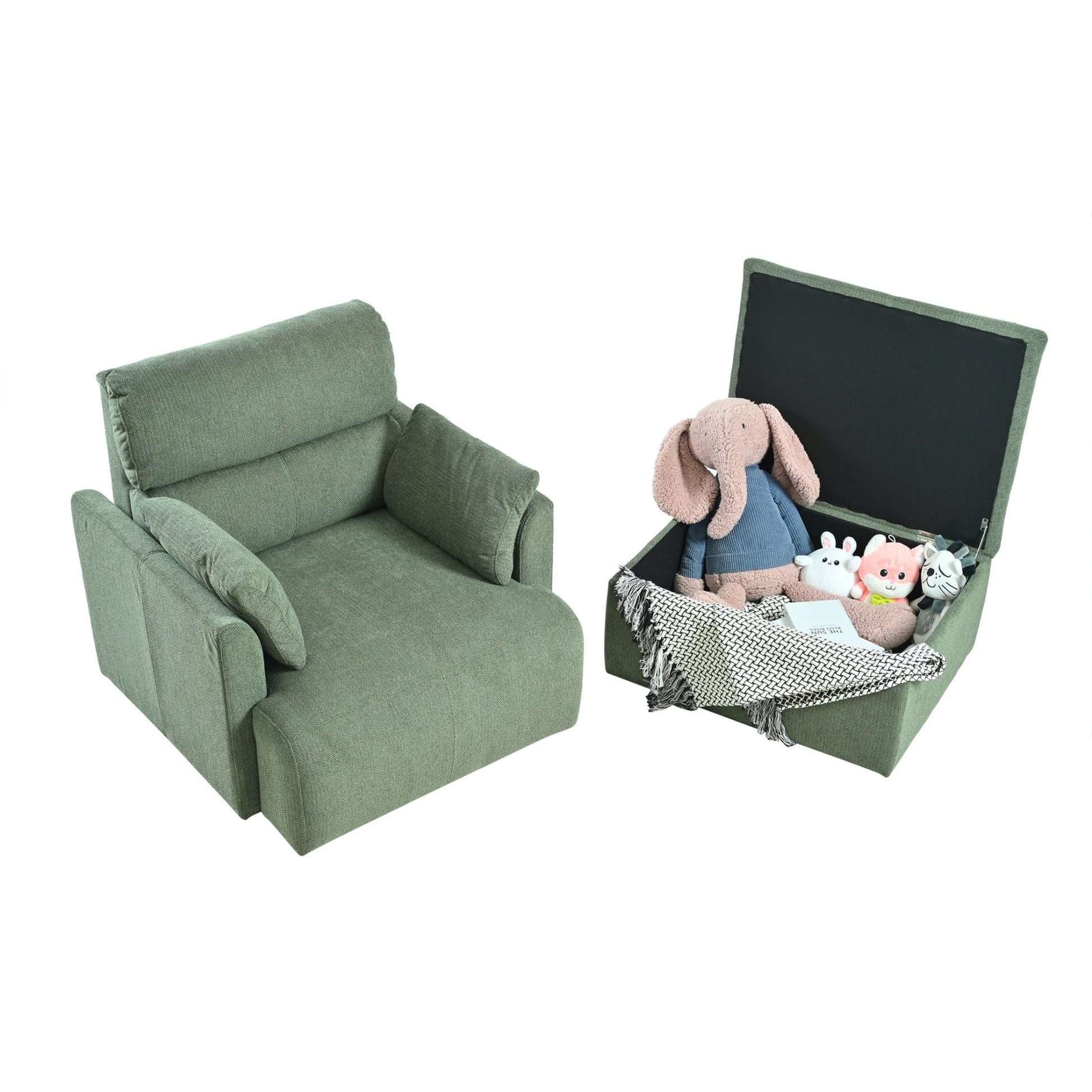 Oversized Chair w/Storage Ottoman, Wide Accent Armchair Chair for Living Room, Modern Lounge Chair, Upholstered Mid - Century Reading Chair, Comfy Living Room Chair, Deep Seat Sofa Couch(Dark Green) - 1st Choice Furniture Direct
