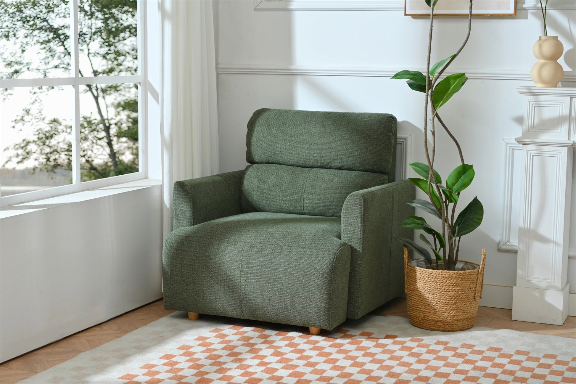 Oversized Chair w/Storage Ottoman, Wide Accent Armchair Chair for Living Room, Modern Lounge Chair, Upholstered Mid - Century Reading Chair, Comfy Living Room Chair, Deep Seat Sofa Couch(Dark Green) - 1st Choice Furniture Direct