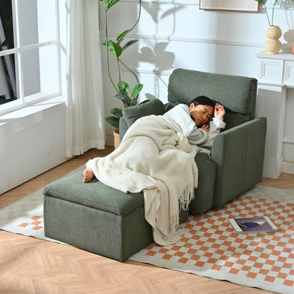 Oversized Chair w/Storage Ottoman, Wide Accent Armchair Chair for Living Room, Modern Lounge Chair, Upholstered Mid - Century Reading Chair, Comfy Living Room Chair, Deep Seat Sofa Couch(Dark Green) - 1st Choice Furniture Direct
