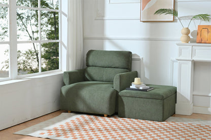Oversized Chair w/Storage Ottoman, Wide Accent Armchair Chair for Living Room, Modern Lounge Chair, Upholstered Mid - Century Reading Chair, Comfy Living Room Chair, Deep Seat Sofa Couch(Dark Green) - 1st Choice Furniture Direct