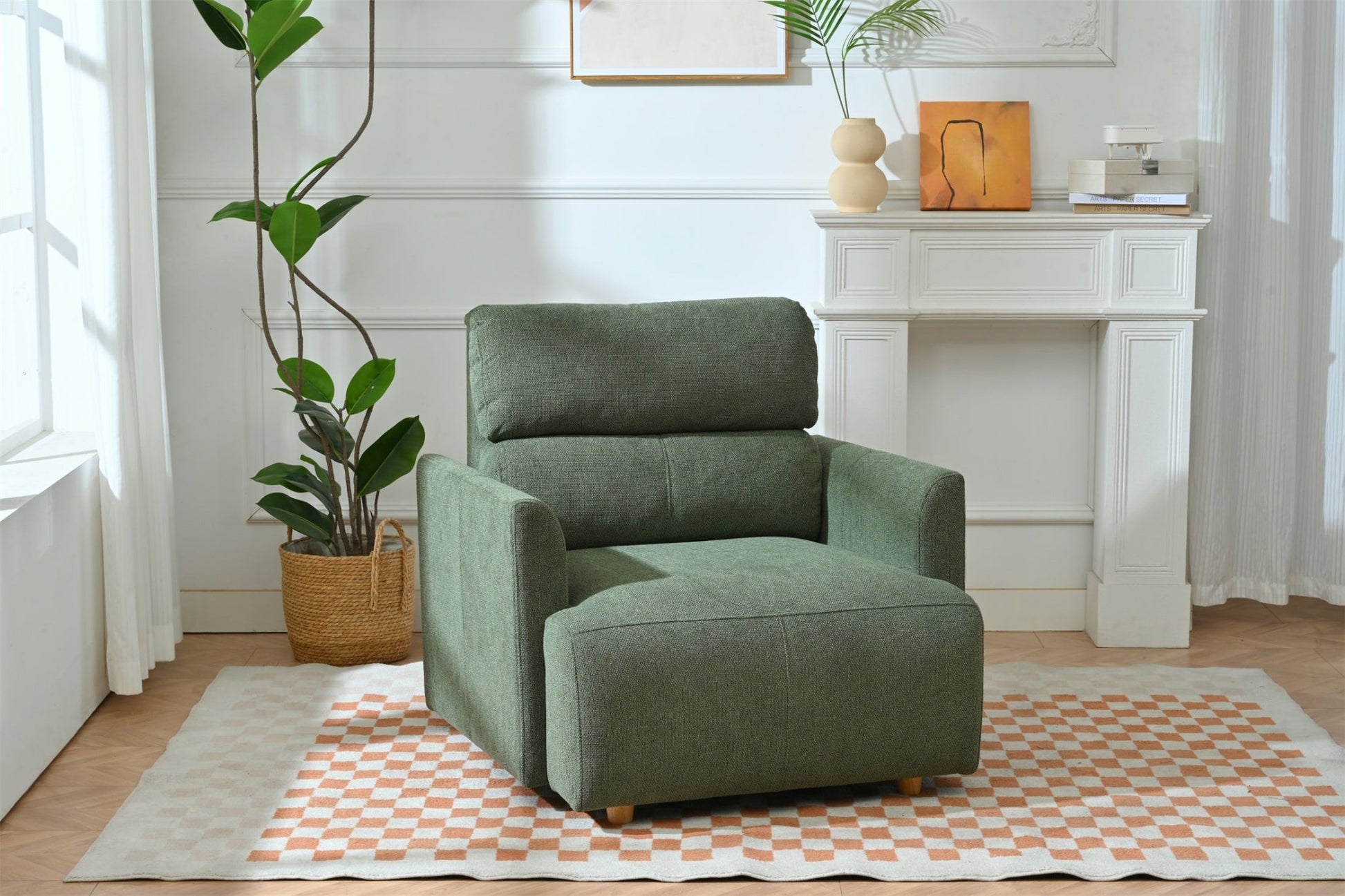 Oversized Chair w/Storage Ottoman, Wide Accent Armchair Chair for Living Room, Modern Lounge Chair, Upholstered Mid - Century Reading Chair, Comfy Living Room Chair, Deep Seat Sofa Couch(Dark Green) - 1st Choice Furniture Direct