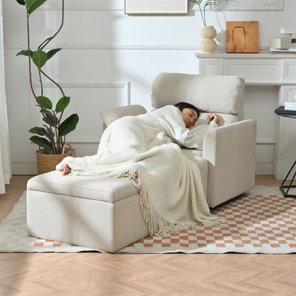 Oversized Chair w/Storage Ottoman, Wide Accent Armchair Chair for Living Room, Modern Lounge Chair, Upholstered Mid - Century Reading Chair, Comfy Living Room Chair, Deep Seat Sofa Couch(Beige Gray) - 1st Choice Furniture Direct