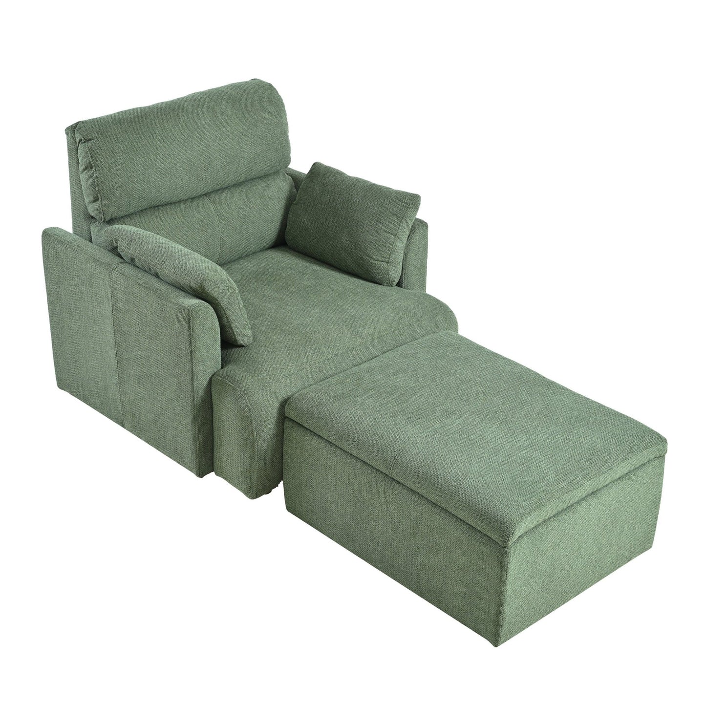 Oversized Chair w/Storage Ottoman, Wide Accent Armchair Chair for Living Room, Modern Lounge Chair, Upholstered Mid - Century Reading Chair, Comfy Living Room Chair, Deep Seat Sofa Couch(Dark Green) - 1st Choice Furniture Direct