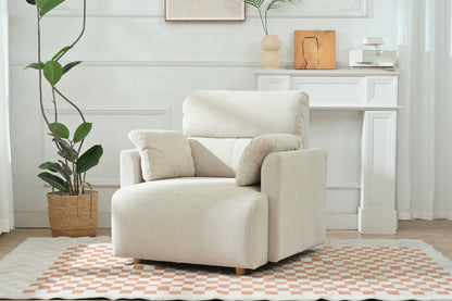 Oversized Chair w/Storage Ottoman, Wide Accent Armchair Chair for Living Room, Modern Lounge Chair, Upholstered Mid - Century Reading Chair, Comfy Living Room Chair, Deep Seat Sofa Couch(Beige Gray) - 1st Choice Furniture Direct