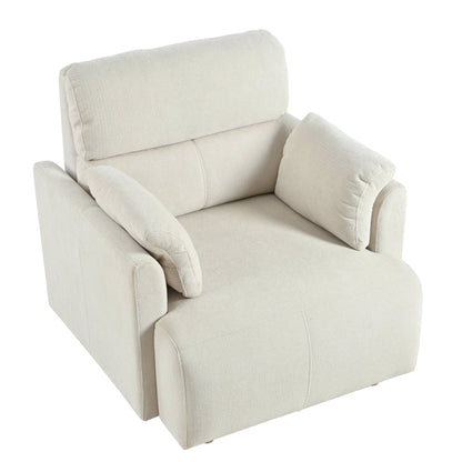 Oversized Chair w/Storage Ottoman, Wide Accent Armchair Chair for Living Room, Modern Lounge Chair, Upholstered Mid - Century Reading Chair, Comfy Living Room Chair, Deep Seat Sofa Couch(Beige Gray) - 1st Choice Furniture Direct
