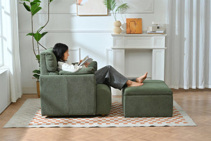 Oversized Chair w/Storage Ottoman, Wide Accent Armchair Chair for Living Room, Modern Lounge Chair, Upholstered Mid - Century Reading Chair, Comfy Living Room Chair, Deep Seat Sofa Couch(Dark Green) - 1st Choice Furniture Direct