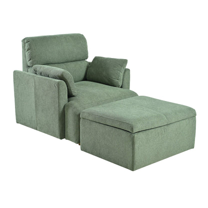Oversized Chair w/Storage Ottoman, Wide Accent Armchair Chair for Living Room, Modern Lounge Chair, Upholstered Mid - Century Reading Chair, Comfy Living Room Chair, Deep Seat Sofa Couch(Dark Green) - 1st Choice Furniture Direct
