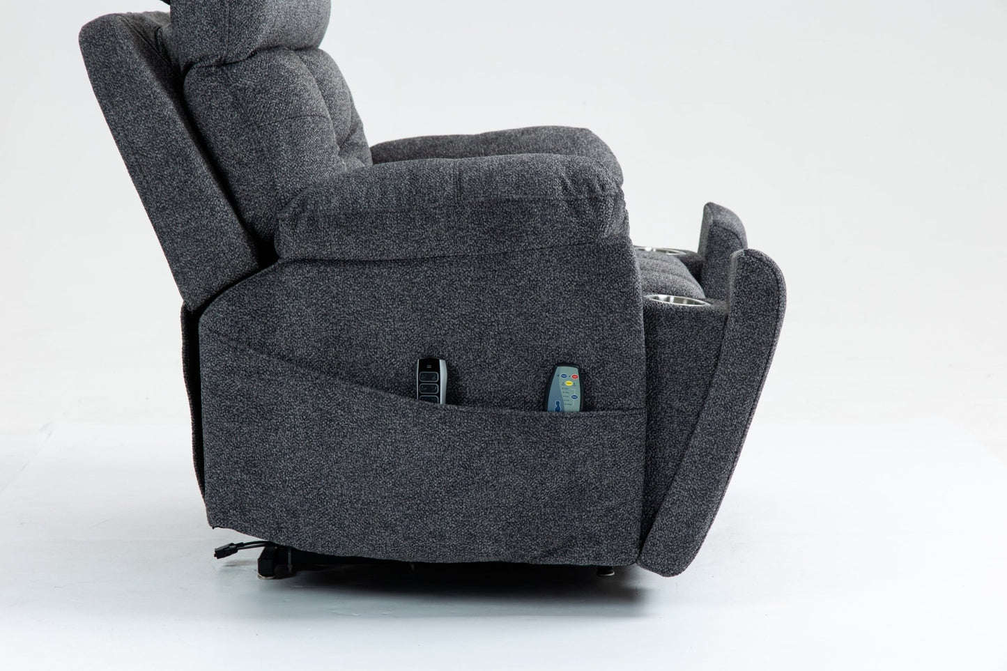 Oversized Grey Velvet Lift Recliner Chair with Heat & Massage for Big and Tall - 1st Choice Furniture Direct