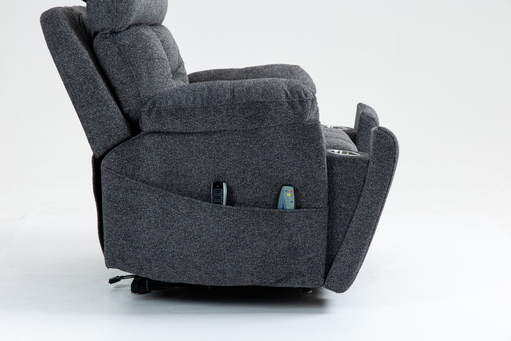 Oversized Grey Velvet Lift Recliner Chair with Heat & Massage for Big and Tall - 1st Choice Furniture Direct