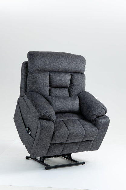 Oversized Grey Velvet Lift Recliner Chair with Heat & Massage for Big and Tall - 1st Choice Furniture Direct
