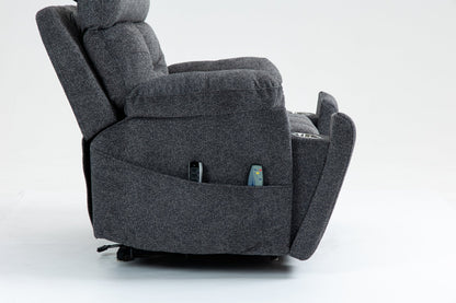 Oversized Grey Velvet Lift Recliner Chair with Heat & Massage for Big and Tall - 1st Choice Furniture Direct