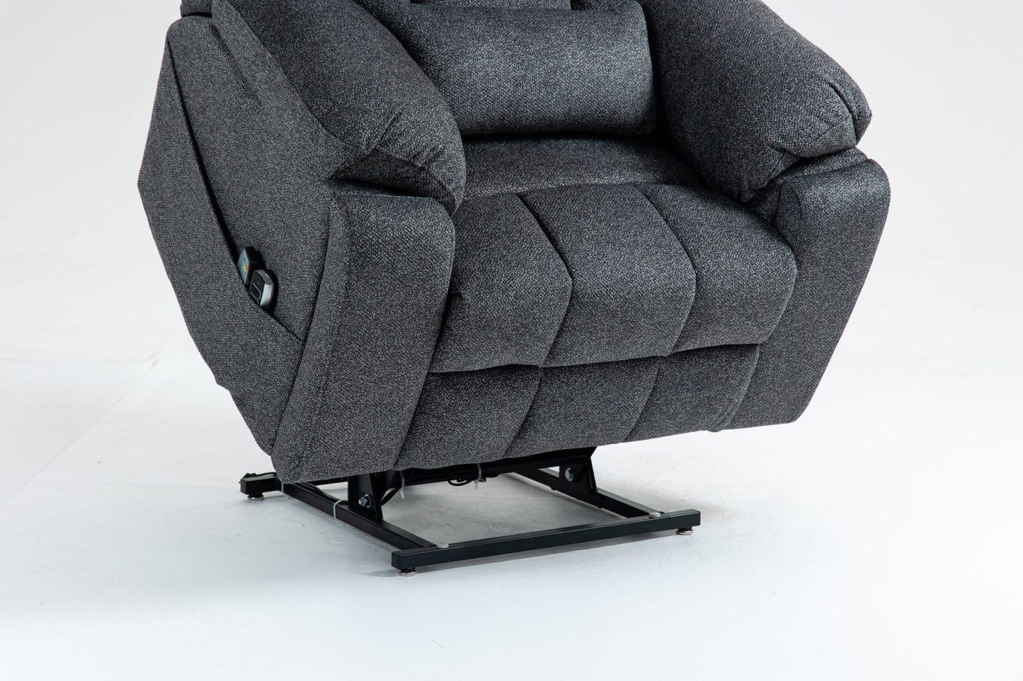 Oversized Grey Velvet Lift Recliner Chair with Heat & Massage for Big and Tall - 1st Choice Furniture Direct