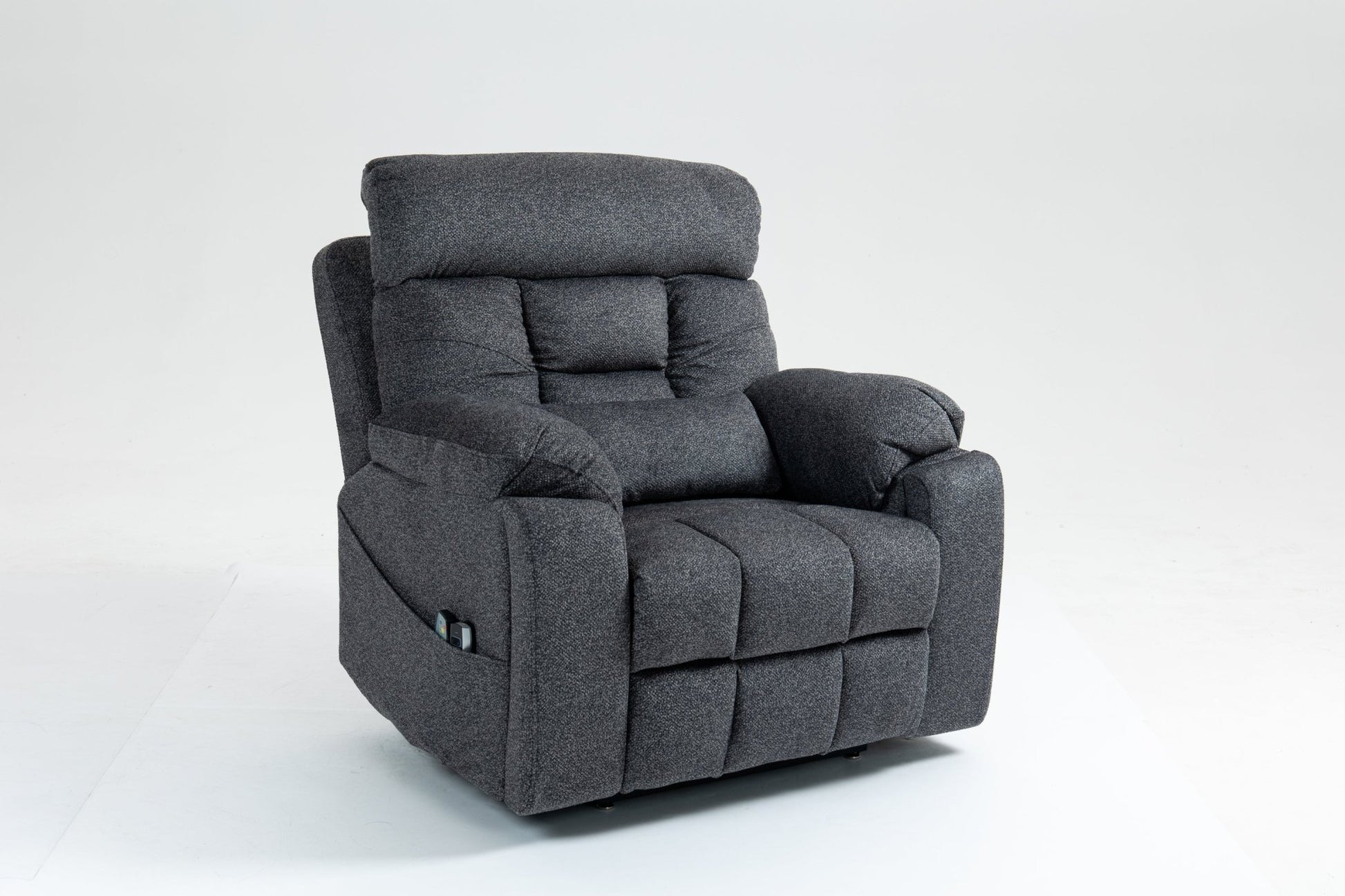 Oversized Grey Velvet Lift Recliner Chair with Heat & Massage for Big and Tall - 1st Choice Furniture Direct
