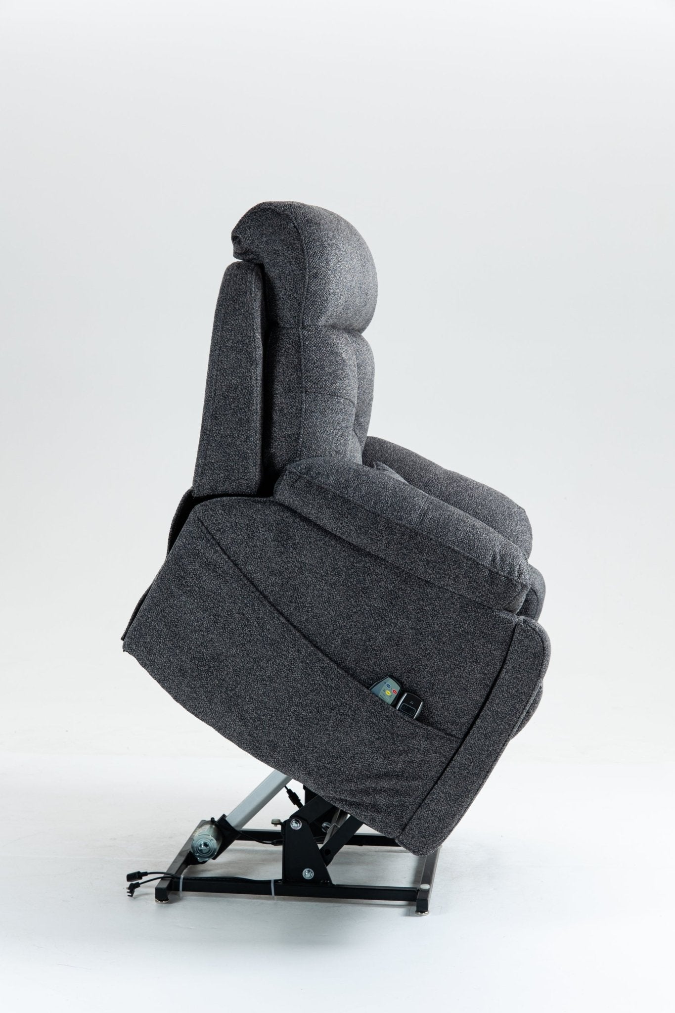 Oversized Grey Velvet Lift Recliner Chair with Heat & Massage for Big and Tall - 1st Choice Furniture Direct
