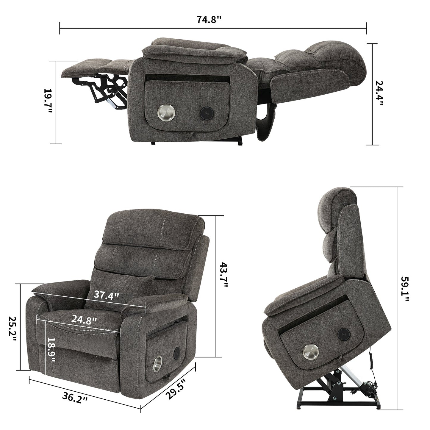Oversized Lift Recliner Chair with Massage & Heat – 180° Lay Flat Power Chair - 1st Choice Furniture Direct