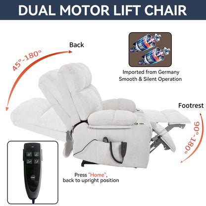 Oversized Power Lift Recliner with Dual Motor, Massage and Heat - 1st Choice Furniture Direct