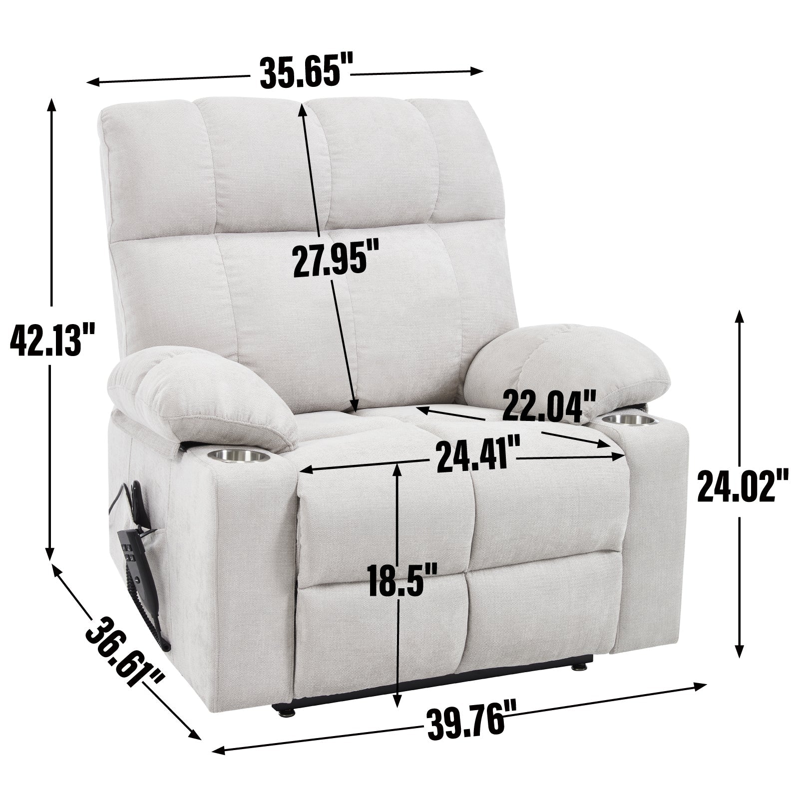 Oversized Power Lift Recliner with Dual Motor, Massage and Heat - 1st Choice Furniture Direct